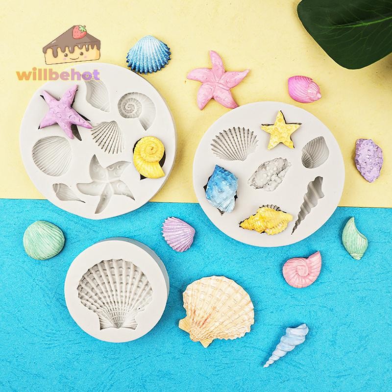 [WillbehotT] 3 ชิ้น Marine Theme แม่พิมพ์ซิลิโคนเปลือกหอยสังข์ปลาดาวเบเกอรี่แม่พิมพ์สําหรับ DIY เค้ก Fondant ตกแต่งช็อกโกแลต Candy สบู่แม่พิมพ์ [ใหม่]