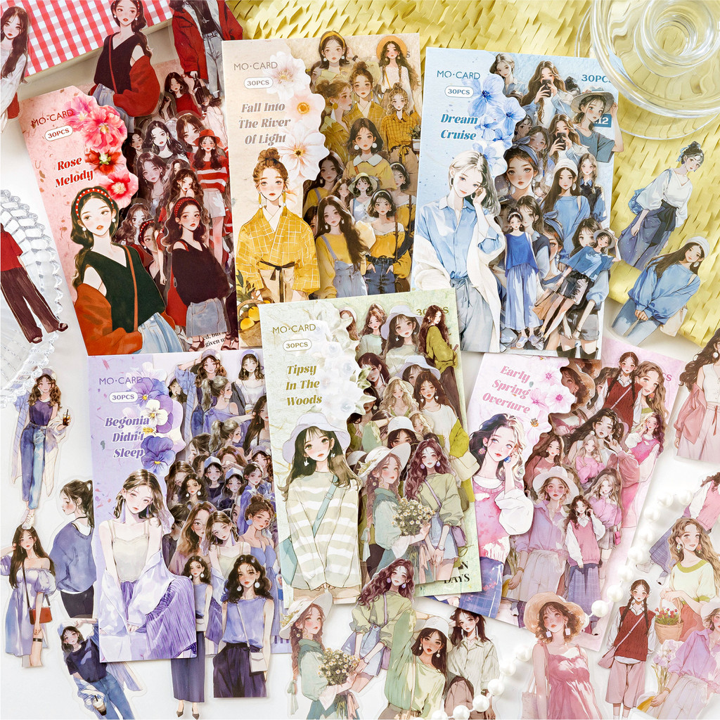 กระดาษ Mr. Paper 30 แผ่น/ถุง สไตล์เกาหลี ศิลปะอ่อนโยน แฟชั่นสาว พร้อมสติ๊กเกอร์รูปทรง สร้างสรรค์ DIY