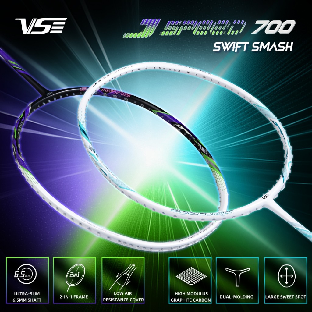 VS ไม้แบดมินตัน รุ่น J SPEED 700 แถมเอ็น+กริป+ซอง ประกันศูนย์ไทย 6 เดือน ขึ้นเอ็นฟรีแจ้งความตึงทางแช