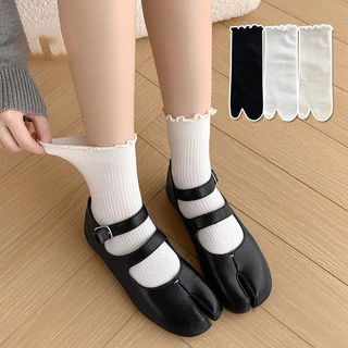 ลําลองผู้หญิงผ้าฝ้ายสอง-Toed กลางถุงหลอดถุงเท้านิ้วฤดูร้อนยืดหยุ่นแยกถุงนิ้วเท้า Flip Flop รองแตะแฟชั่นรองแตะสองถุงเท้า