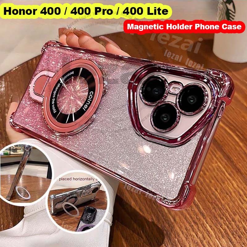 Glitter เคสHonor 400 Pro Honor400 Pro 400 Lite 5Gเคส กรณี Honor400 Honor400Pro5G กรณีแม่เหล็กขาตั้งผ