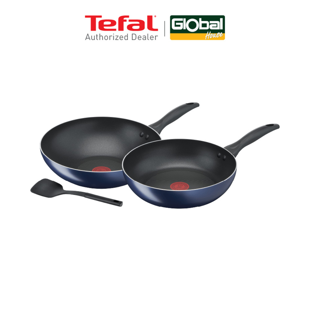 GlobalHouse TEFAL B266S393 ชุดกระทะ Clear Cook 3 ชิ้น: FP26 + WP28 + Spatula สินค้าของแท้คุณภาพดี
