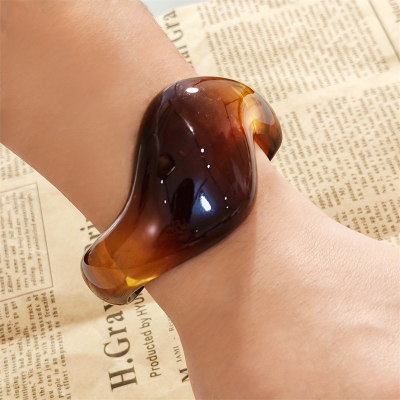 YX Glossy Halo อะคริลิคไม่สม่ําเสมอเปิดสร้อยข้อมือวินเทจแฟชั่นของขวัญวันหยุดอุปกรณ์เสริมริมทะเล