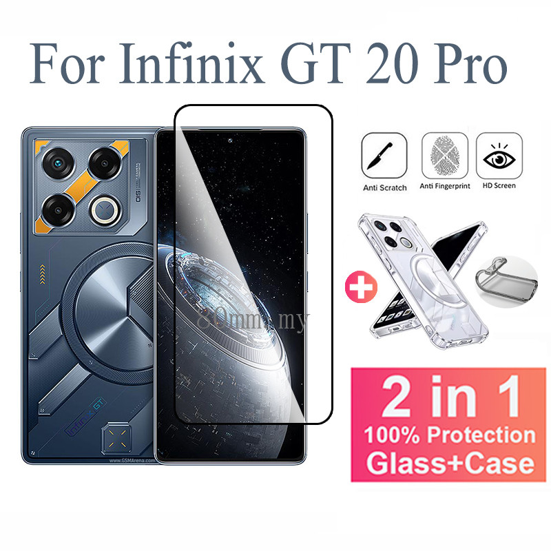 2-IN-1 ฟิล์มกระจกนิรภัย + เคสสําหรับ Infinix GT 20 Pro 30 20 10 Pro ฟิล์มกันรอยกระจกหน้า & เคสฝาหลัง
