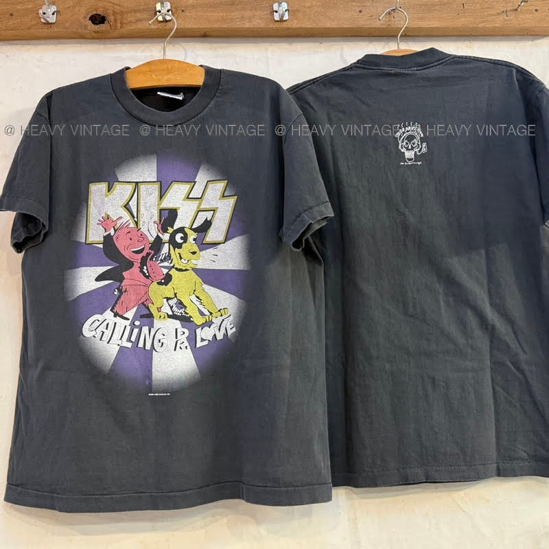 KISS CALLING DR.LOVE Bio Washed tag BL เสื้อทัวร์ วงร๊อค เสื้อวินเทจ heavy vintage shirt