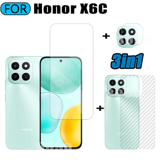 Honor X6C กระจกนิรภัย 3 ใน 1 ป้องกันหน้าจอสําหรับ Honor X 6C X6 C กระจกนิรภัยพร้อมเลนส์กล้องกระจก Protector
