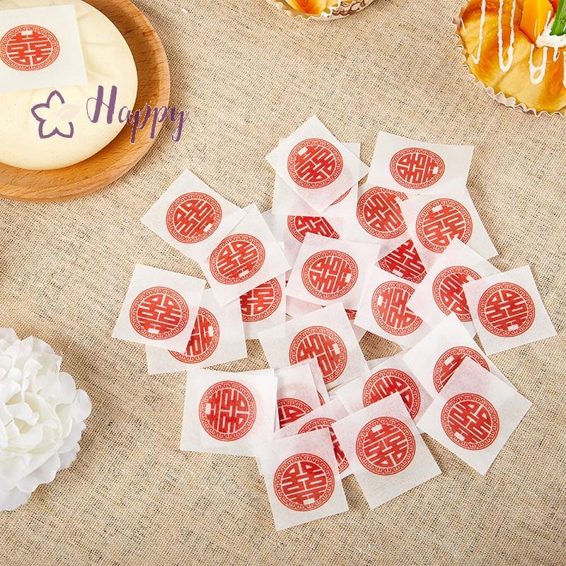 <แฮปปี้เบย์> 42ชิ้น/กล่องกระดาษข้าวเหนียวกินได้ซาลาเปาสติกเกอร์การ์ตูนลูกอมน้ําตาลเคลือบห่อสติกเกอร์กระดาษอบลดราคา