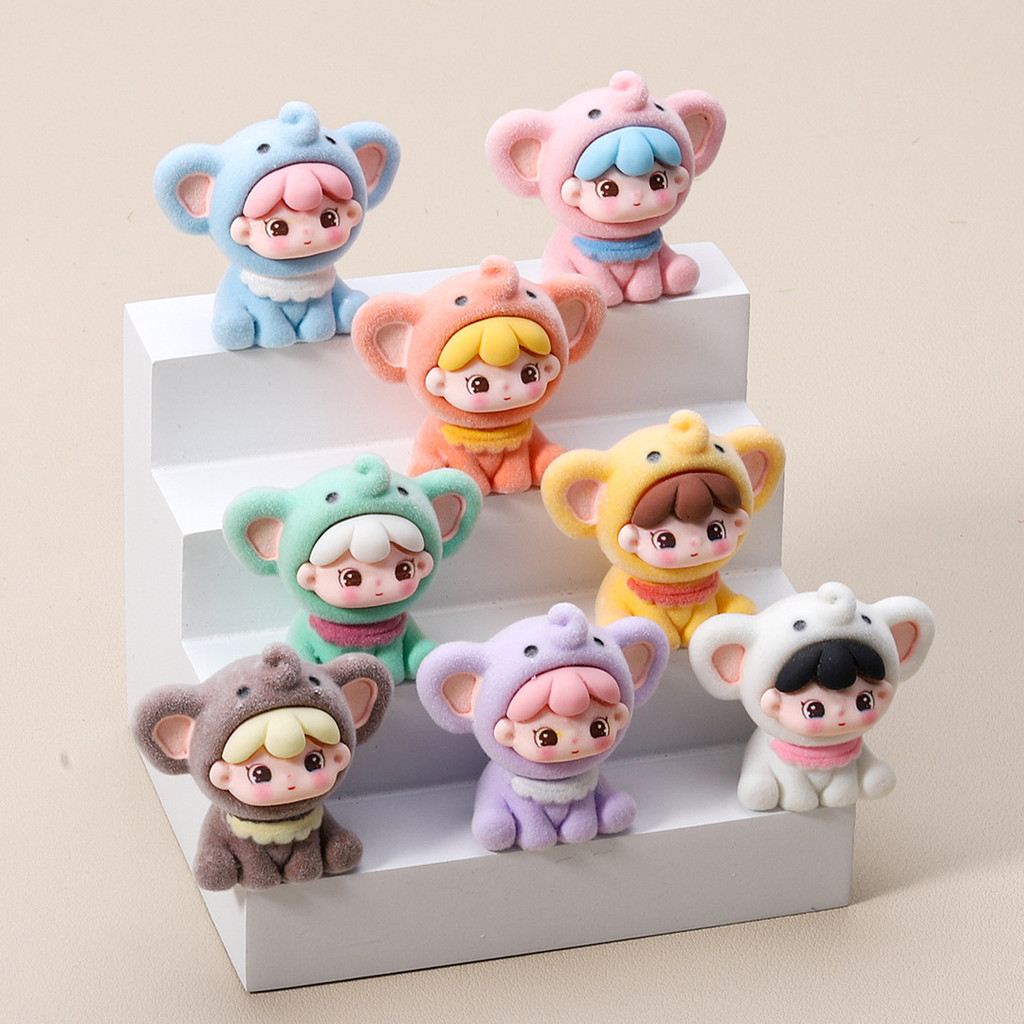 8 ชิ้นกํามะหยี่นั่งช้างเด็กชาย 3D เรซิ่น Charms สําหรับ DIY (9-384)