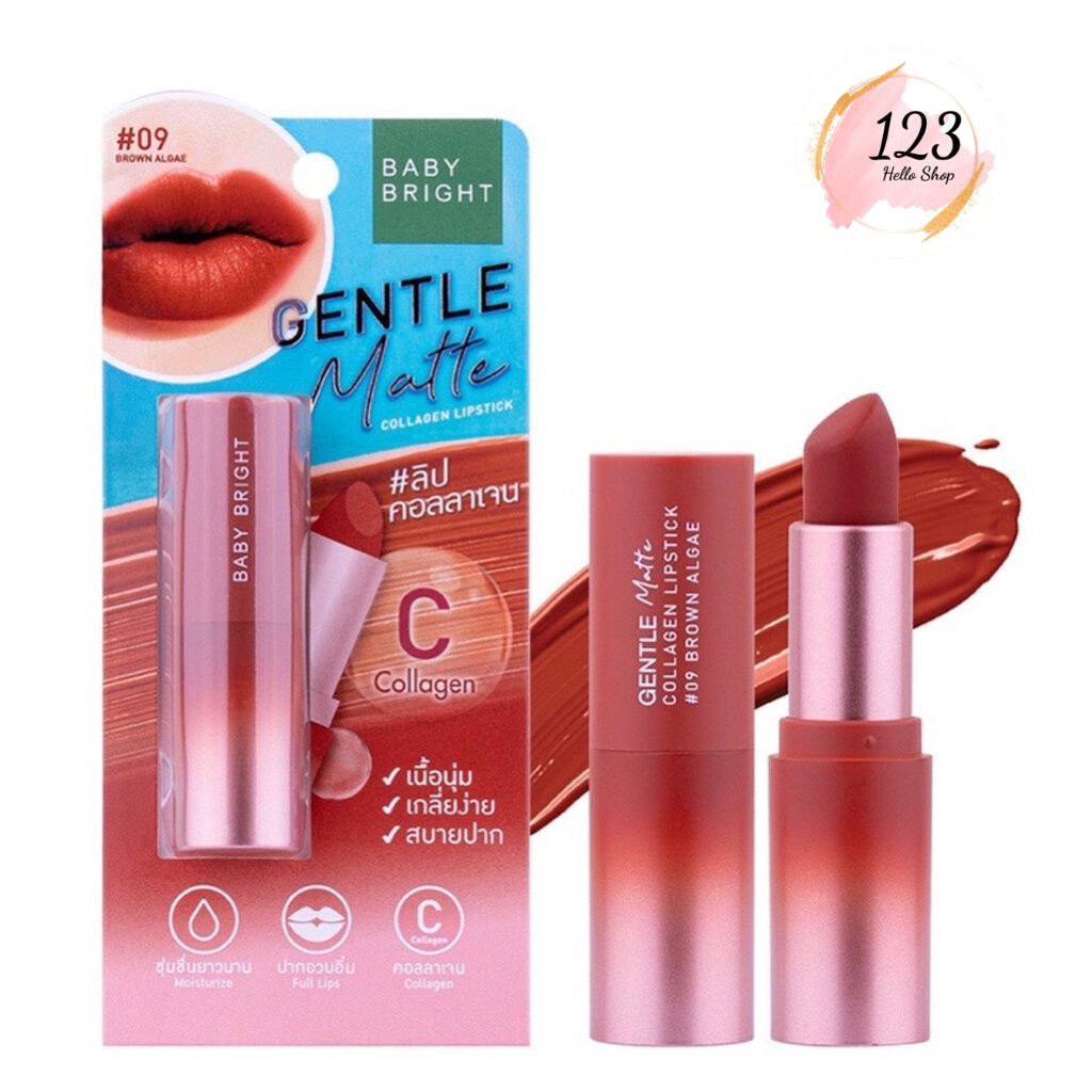 เบบี้ไบร์ท ลิปคอลลาเจน เนื้อแมตท์ Baby Bright Gentle Matte Collagen Lipstick 3.7ml. เจนเทิล แมทท์ คอ