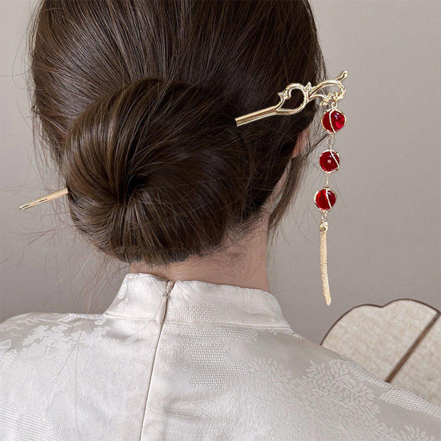 สไตล์จีนโคมไฟสีแดงพู่กิ๊บหญิงปีใหม่เทศกาลบอลกิ๊บบรรยากาศกิ๊บ - รูปที่ 5