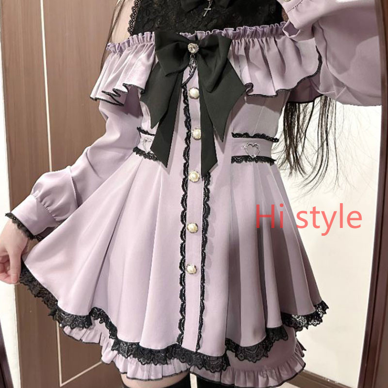 Jirai kei Lizlisa dupes ชุดเดรสแขนยาวผ้าต่อลูกไม้