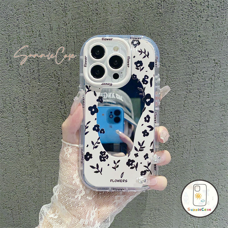 ดอกไม้สีดำ เคสไอโฟน13 เปลือกนิ่ม สำหรับ IPhone 16 15 11 12 13 14 Pro Max 8Plus 7Plus X XS XR  Max 7 8 15 Plus SE เคส