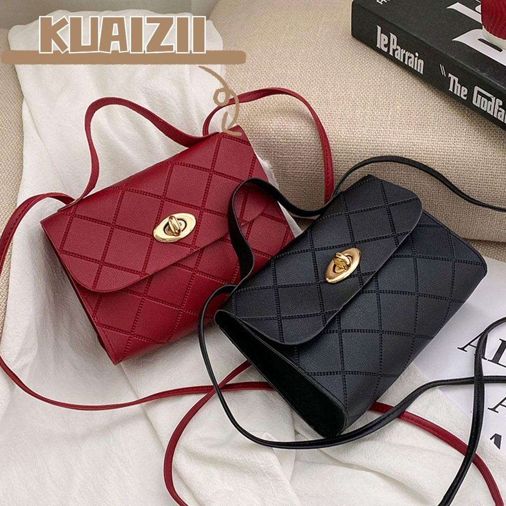 Kuaizii กระเป๋าสะพายข้างผู้หญิงสุภาพสตรีกระเป๋าถือหนัง PU