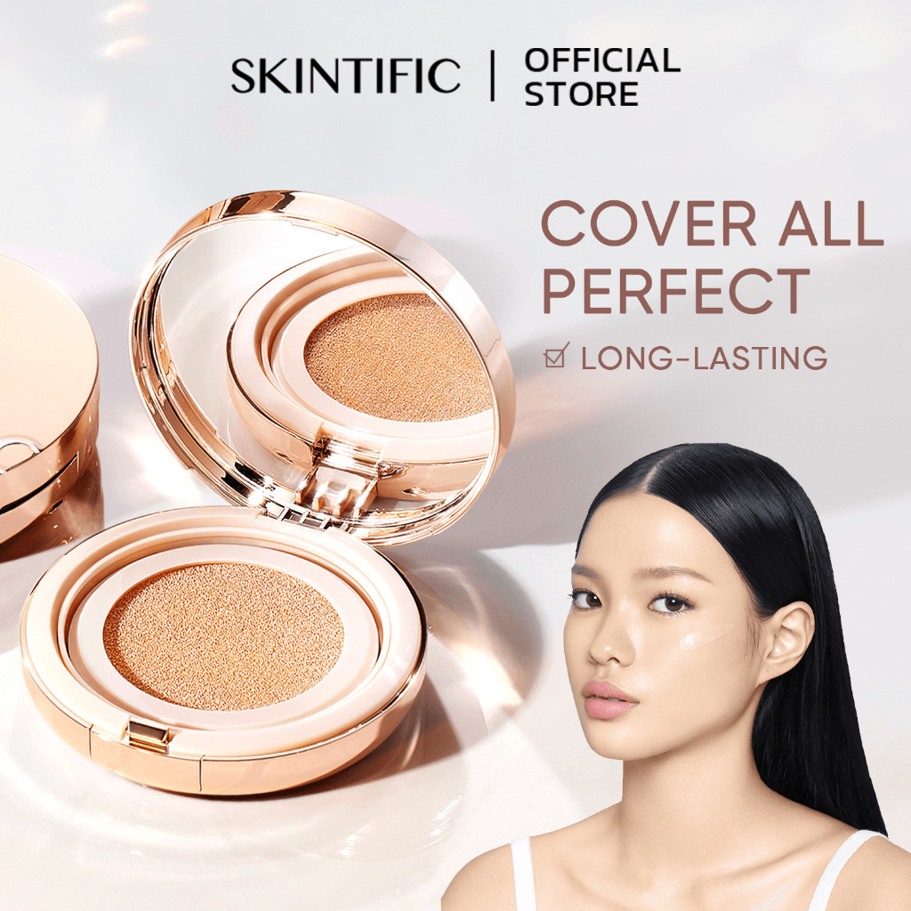Skintific cover all perfect cushion SPF35 PA silky ติดทนนานตลอดวัน