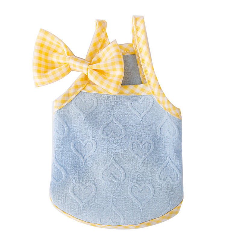 CheesePet เสื้อสุนัขแมวน่ารักลายนูนรูปหัวใจ สายเดรปแบบโบว์ - รูปที่ 3