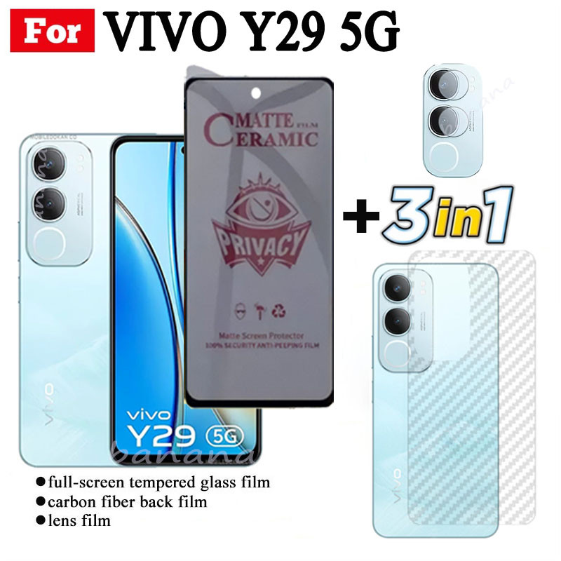 3 IN 1 Vivo Y29 5G Anti-Spy Privacy ฟิล์มเซรามิคสําหรับ Vivo Y19s Y28 4G Y28 5G Y28S เลนส์กล้องกระจก