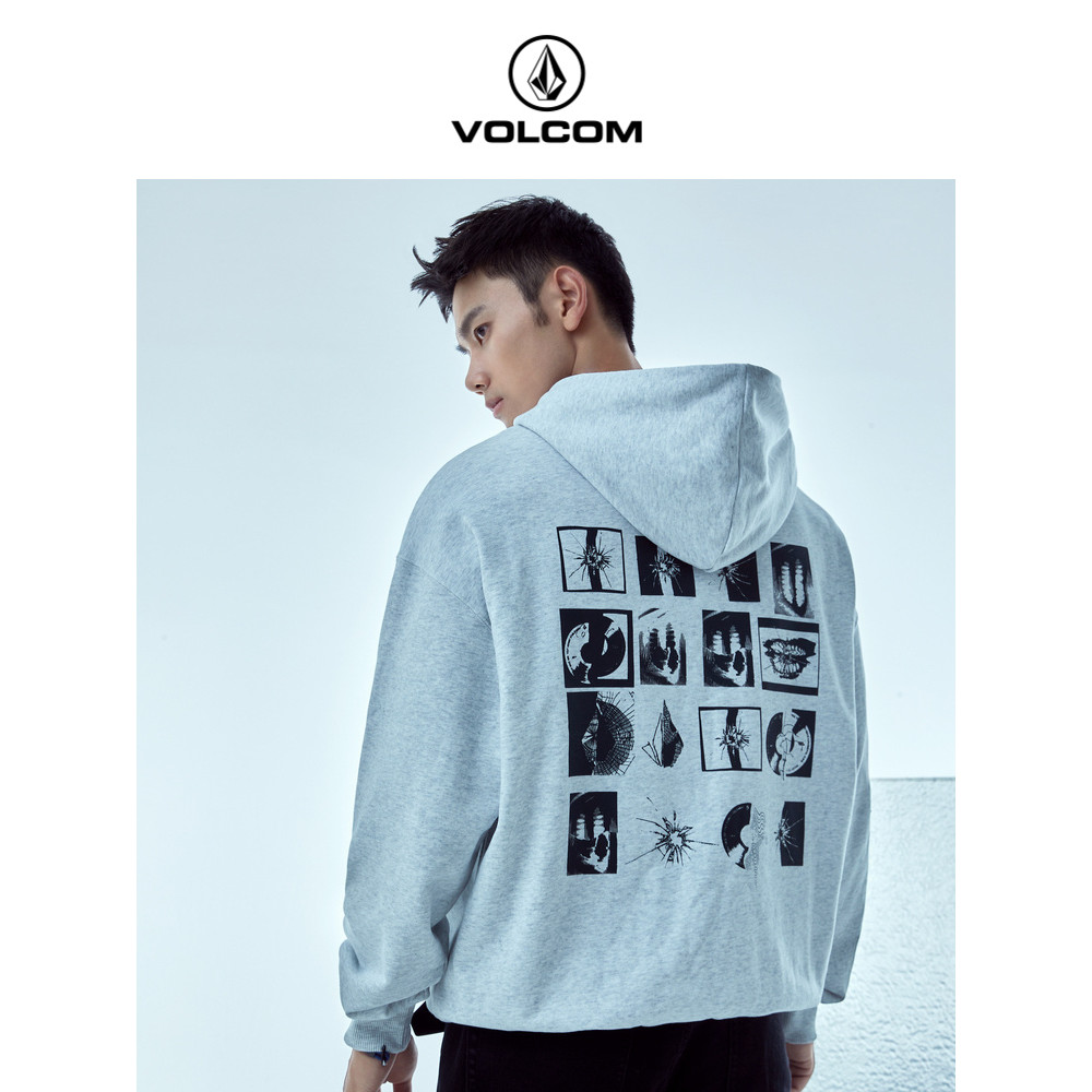 VOLCOM โวลคอม ผู้ชายเทรนด์กลางแจ้งพิมพ์ใหม่เสื้อกันหนาวมีฮู้ดแขนยาว110