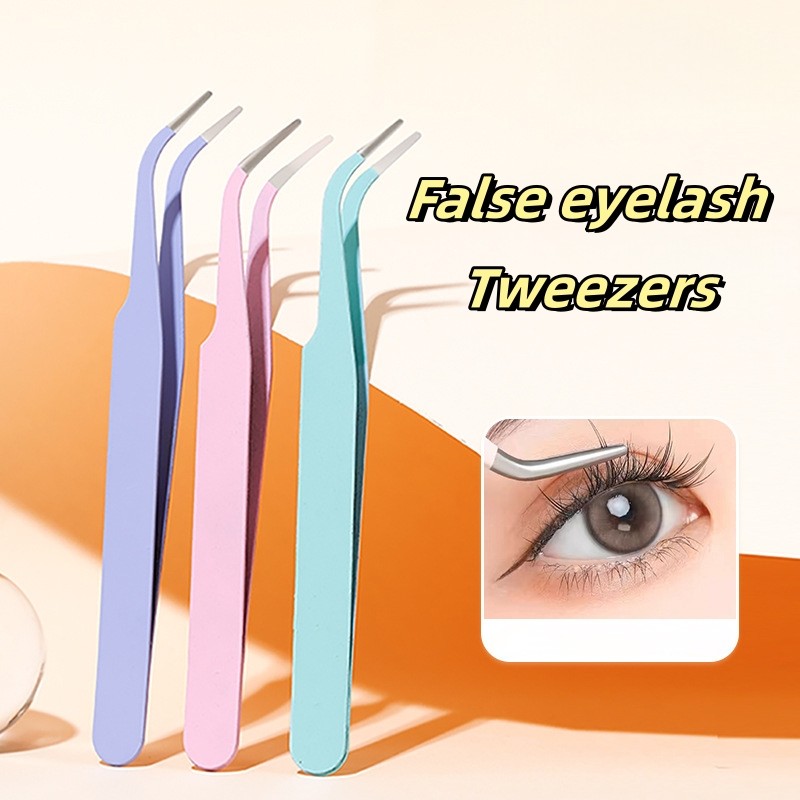 แฟชั่นขนตาปลอมแหนบสีข้อศอกตรง มาการอง สีลูกกวาด