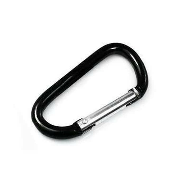 GANTUNGAN [ATS] Carabiner D Plain Carabiner Keychain Buckle Mini - สีดํา