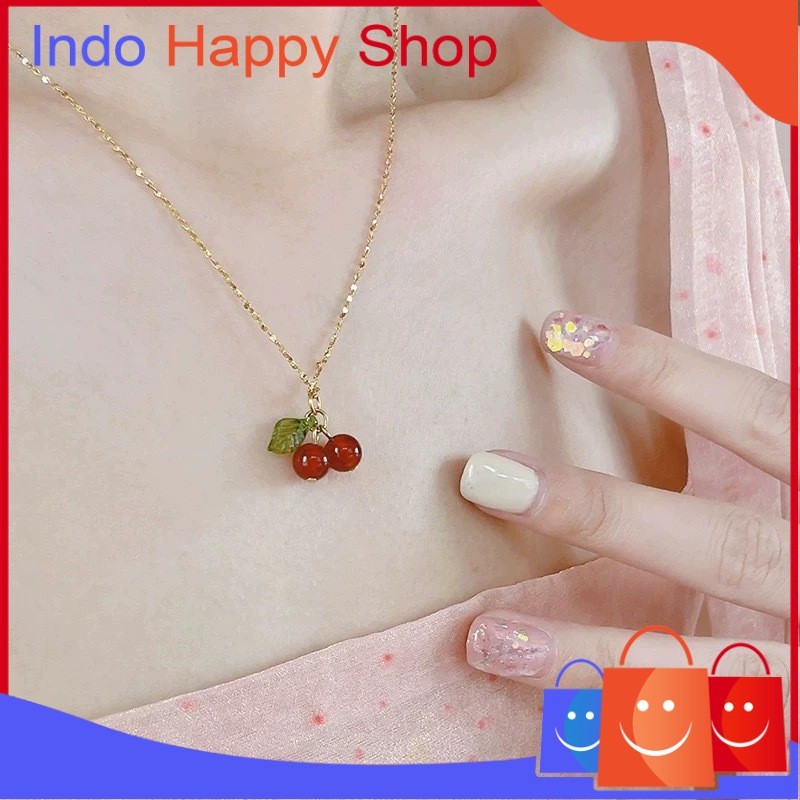 MERAH สร้อยคอจี้เชอร์รี่สีแดงสวยงาม IHS 1268