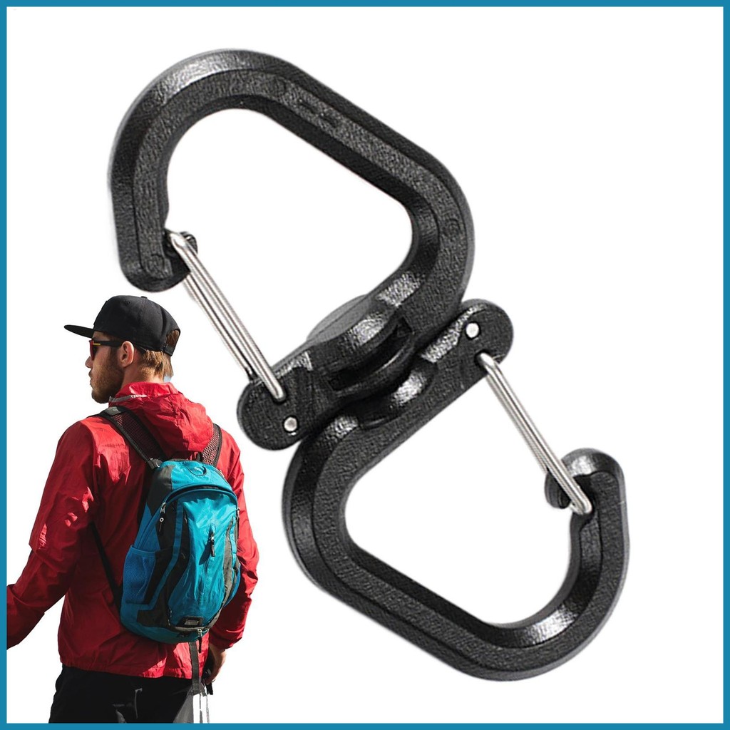Double Carabiner พวงกุญแจคลิปหมุนกลางแจ้งอเนกประสงค์กลางแจ้ง S ตะขอโซ่กระเป๋าเป้สะพายหลังแบบพกพาตะขอล็อค hangeth