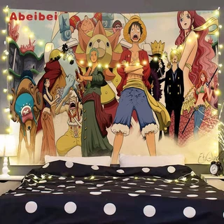ผ้าม่านอนิเมะ One Piece ลายลูฟี่และโซโล ผ้าแขวนตกแต่งสำหรับบ้าน ห้องนั่งเล่น ห้องนอน ผ้าพื้นหลังลายจุด