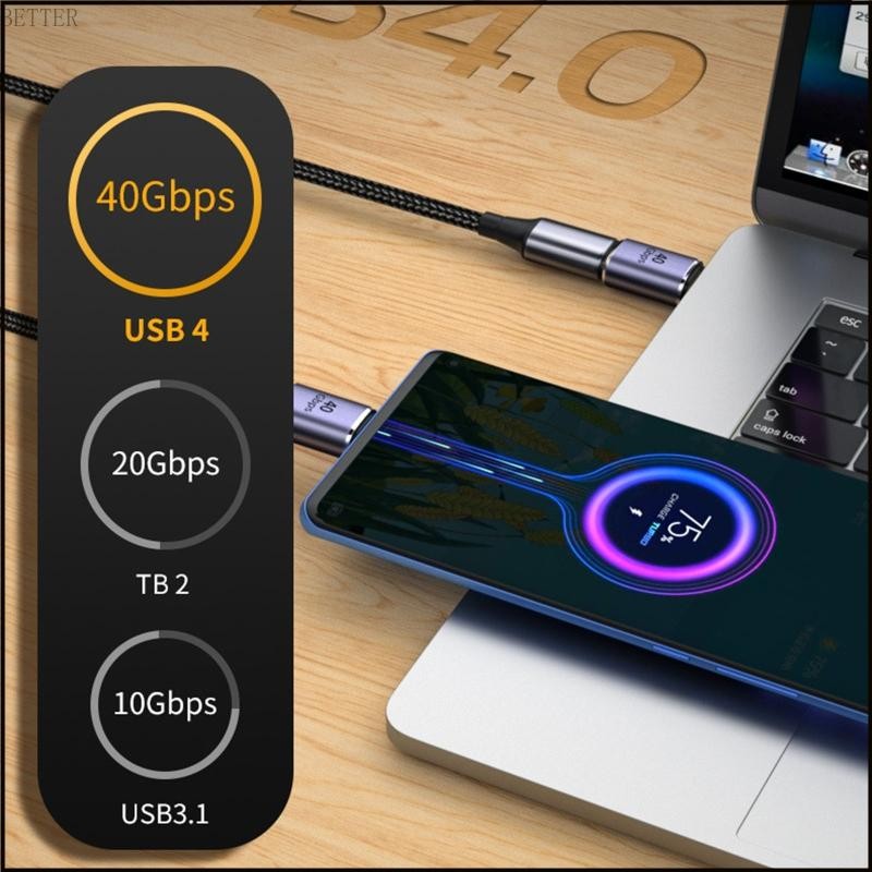 Bett Type c Extension Adapters Type-c 40Gbps Fast Data Transfer อะแดปเตอร์ชาร์จรองรับการชาร์จและการส่งข้อมูล