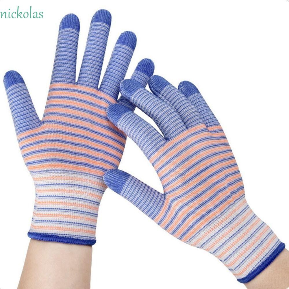 Nickolas ถุงมือทํางาน 1 คู่, ถุงมืออุตสาหกรรมไนลอนระบายอากาศ, ทํางานเพื่อความปลอดภัยกันลื่นทนต่อการสึกหรอป้องกันไฟฟ้าสถิตย์กําจัดวัชพืช