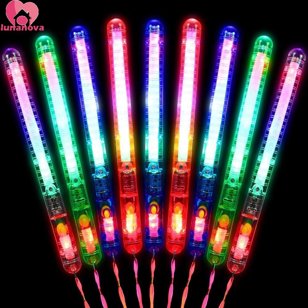 Lunanova กระพริบ LED Wand LED กระพริบเพลงคอนเสิร์ตปาร์ตี้สนใจ Multicolor สําหรับเพลงคอนเสิร์ต Party Favor Glow Fairy Stick แฟลช Stick Luminous กระพริบ LED Stick