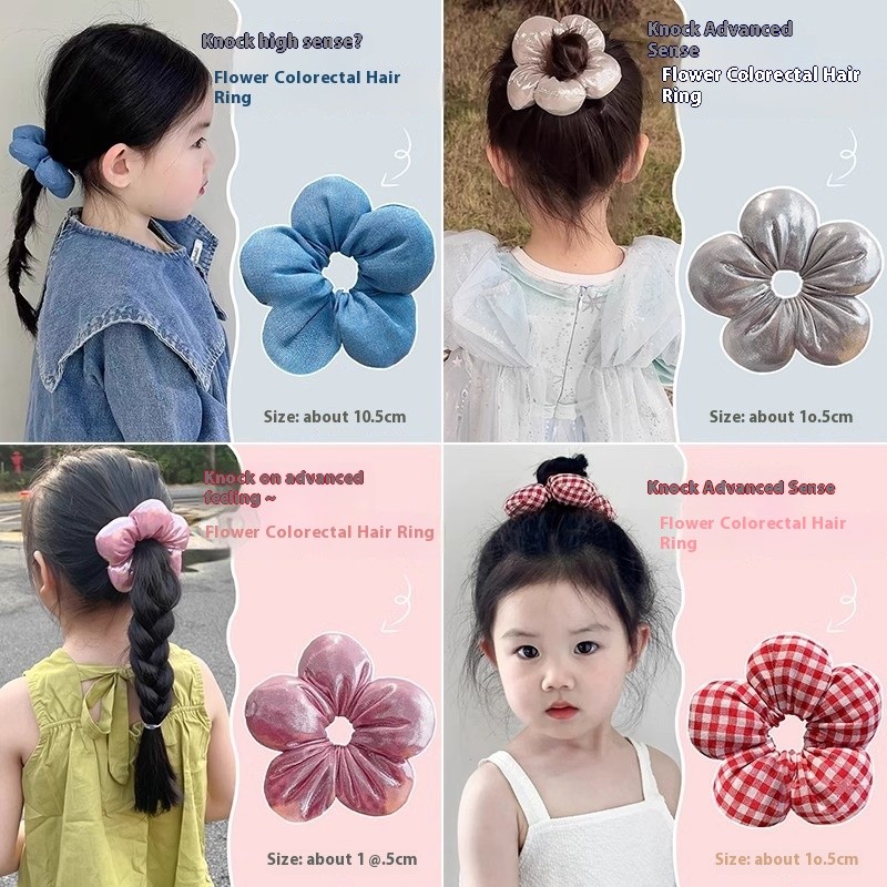 ดอกไม้น่ารักขนาดใหญ่ลําไส้ผมแหวนผูกผมหางม้าคาดศีรษะใหม่ระดับไฮเอนด์บุญหนังศีรษะวงอุปกรณ์ผม