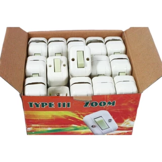 💥Zoom (แพ็ค 12 ชิ้น ลดพิเศษ) สวิตส์ลอย หลังเต่า 6A 250V สีครีม