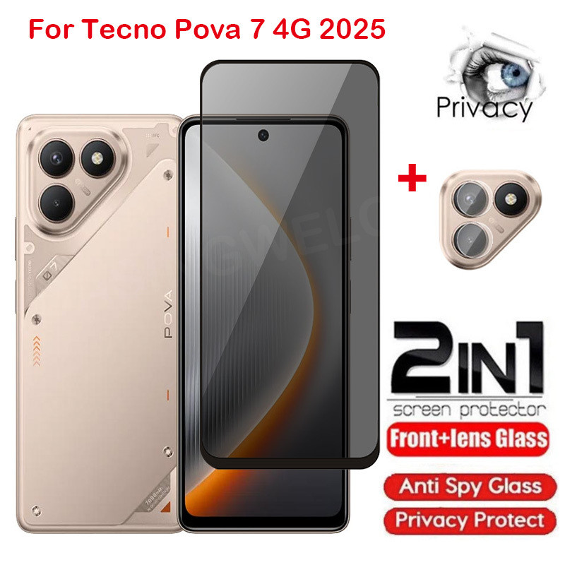 ฟิล์มนิรภัยกันแอบมอง เต็มจอ สําหรับ Tecno Pova 7/Pova 7 Pro/Pova 7 Ultra 2025 พร้อมฟิล์มกล้องหลัง