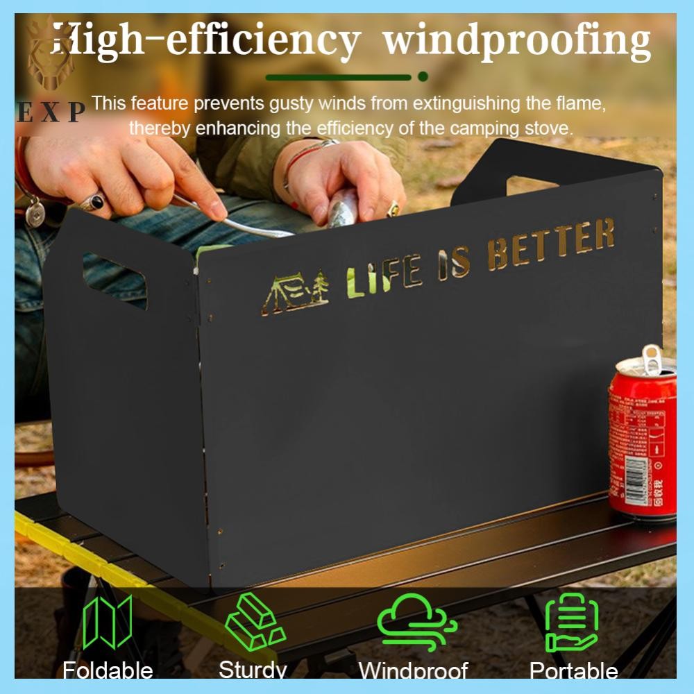 เตาแคมปิ้งพับได้ พร้อมแผ่นกระจก 3 แผ่น กันลม สำหรับทำอาหาร - รูปที่ 4
