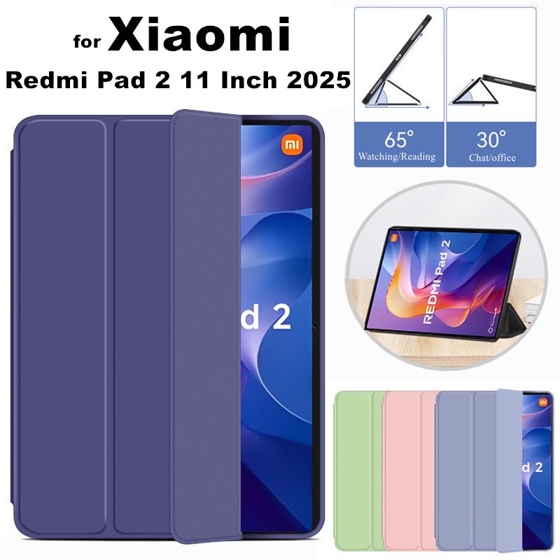 รุ่นใหม่ ปี 2025 เคส สำหรับ XIAOMI Redmi Pad 2 / Pad2 / SE 8.7 / SE 11 ใส่ปากกาได้ ตรงรุ่น สีพื้น พา