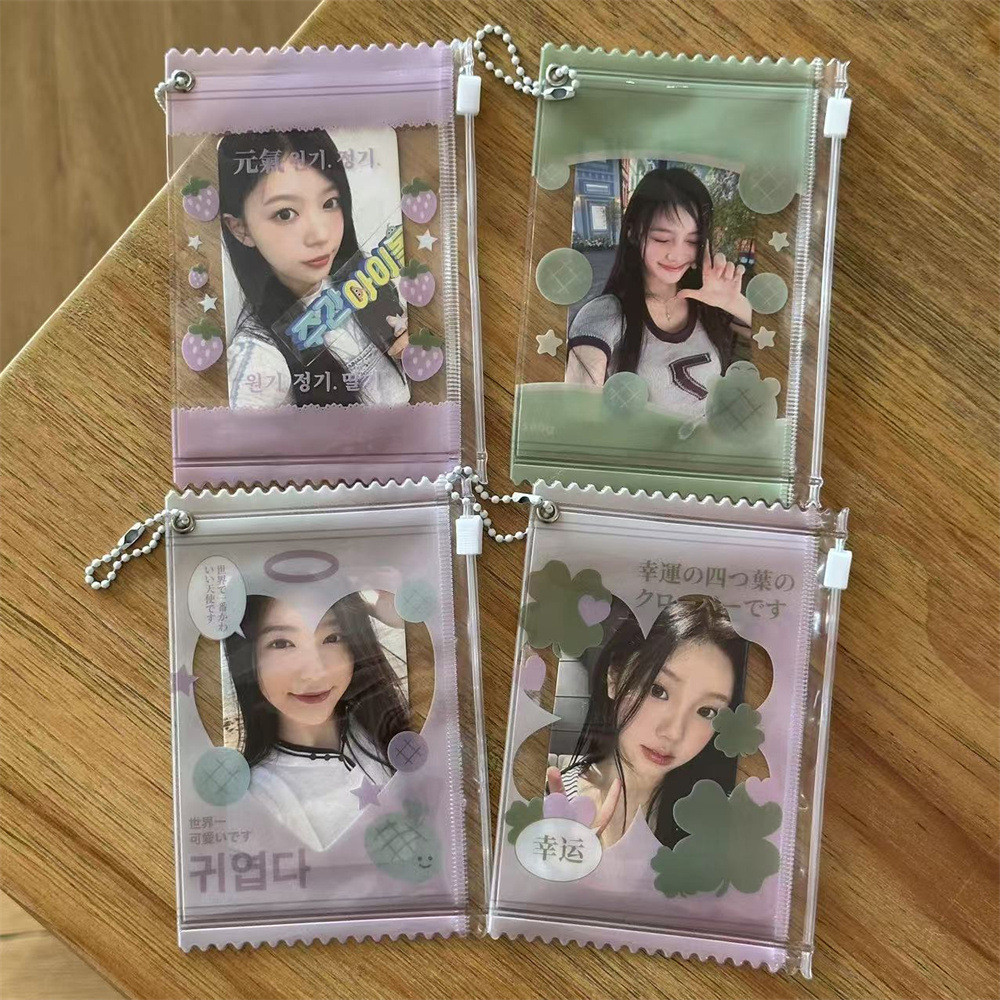 Ins Strawberry Four-Leaf Clover 10 ซม.การ์ดขนาดเล็กกระเป๋าซิปPolaroid Bar Candy Bag Grain Display Card Holderจี้ - รูปที่ 7