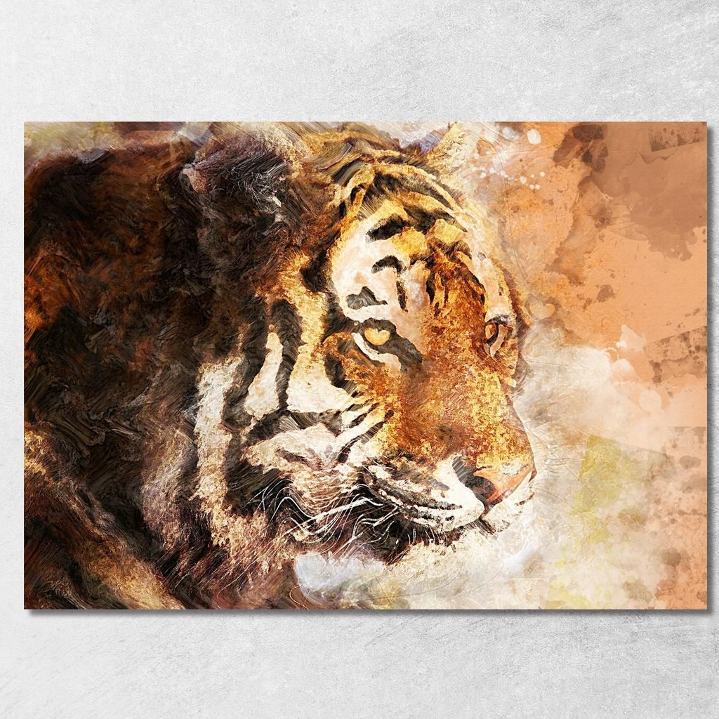 Tiger Painting Majestic Force Of Wild Nature , afr26 ภาพพิมพ์บนผ้าใบแคนวาส