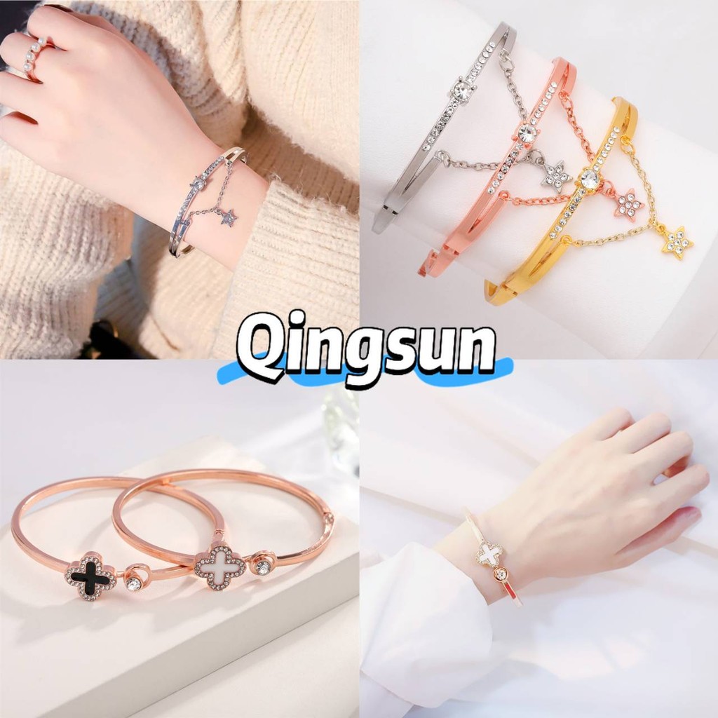 🌻Qingsun🌻 พร้อมส่ง กําไลข้อมือ จี่รูปดาวมี2แบบ เครื่องประดับแฟชั่น สไตล์เกาหลี "BRL-3/BRL-4"