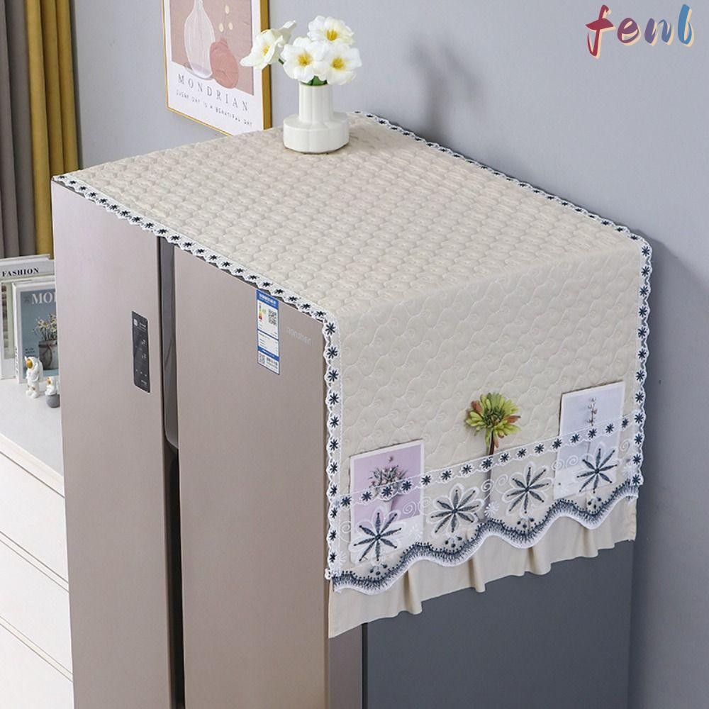 เฟล ผ้าคลุมกันฝุ่นตู้เย็น, ผ้าคลุมตกแต่งตู้กันฝุ่น 55x140 ซม., ปลาดาวประตูเดียวปักฝาครอบป้องกันตู้เย็น