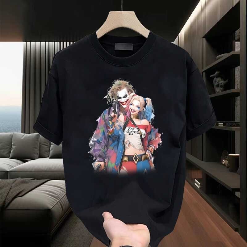 (จัดส่ง 24 ชั่วโมง) Dark Trend Joker และ Joker Girl Pattern T-Shirt คอotton ระบายอากาศได้ดี