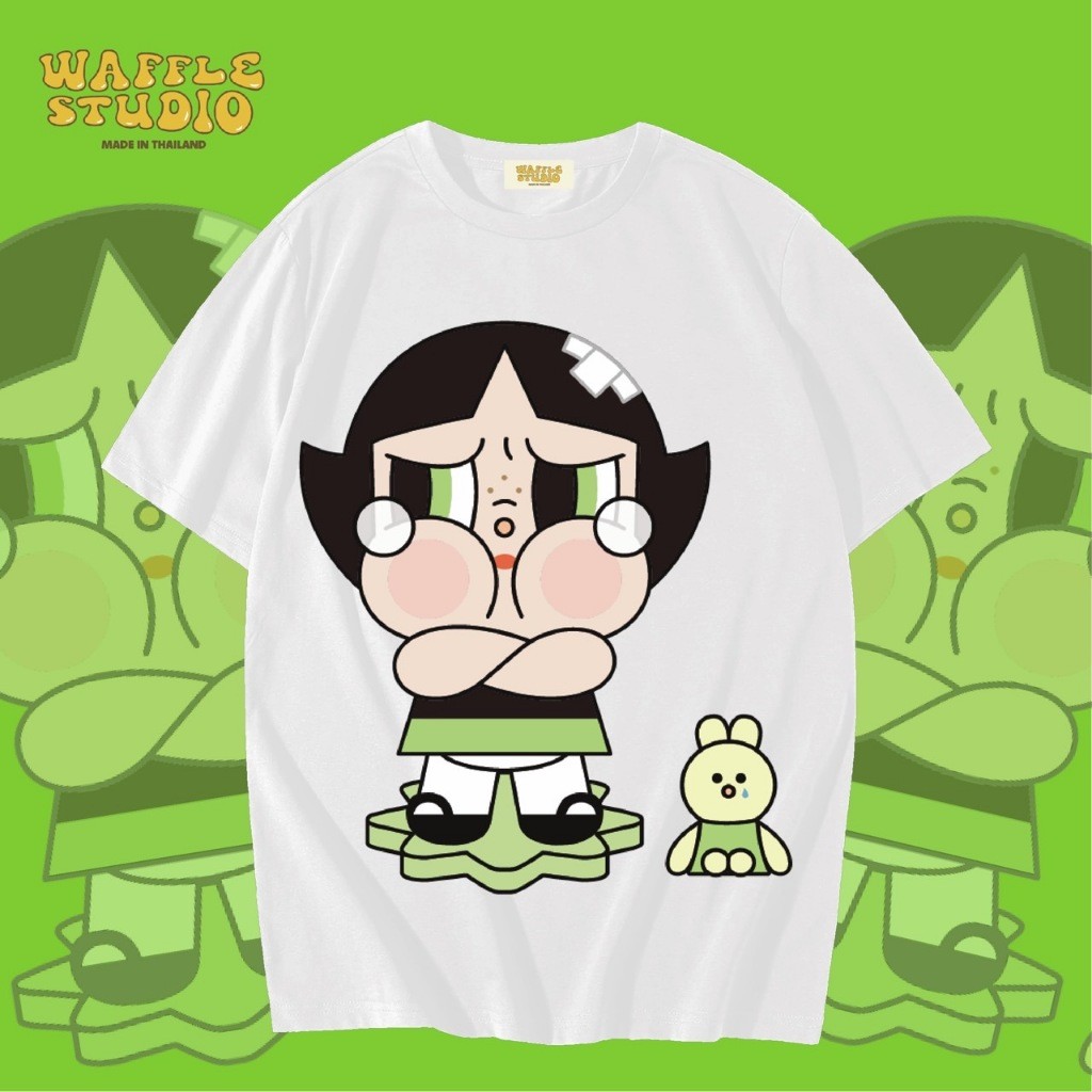 WS0213 เสื้อยืดขนาดใหญ่ Cotton1 Powerpuff WAFFLE STUDIO