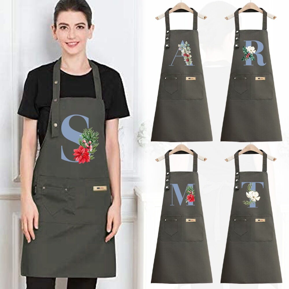Kitchen Apron Waterproof Chef's Gardening Apron  Work Apron Green blue Printing