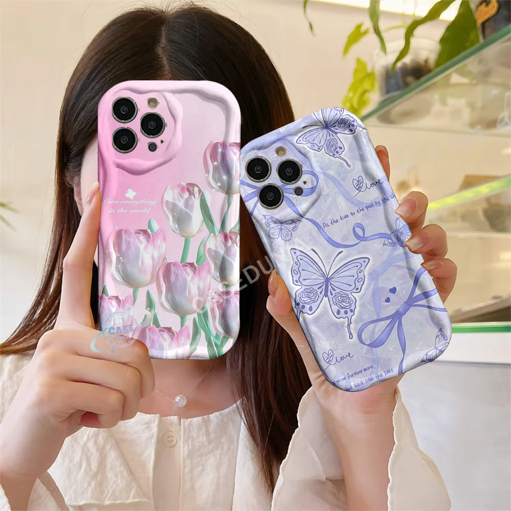 [GD06] Curly Wave Softcase สําหรับ Vivo Y35 Y30 Y50 Y91c Y1s Y75 Y55 Z1 V9 Y85 V15 Pro Y02 Y03 รูปแบ