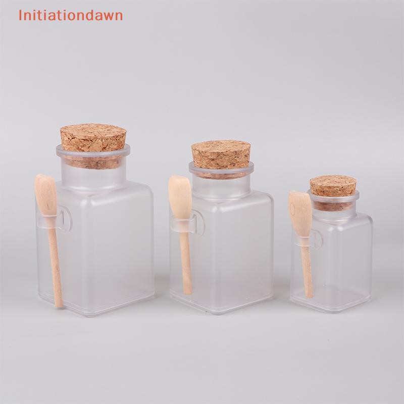 [Initiationdawn] 100-300g รีฟิล Frosted Seal Jar พร้อมช้อนไม้เกลืออาบน้ํา ABS ขวด Soft Cork Storage Stopper คอนเทนเนอร์เดินทางที่ว่างเปล่า