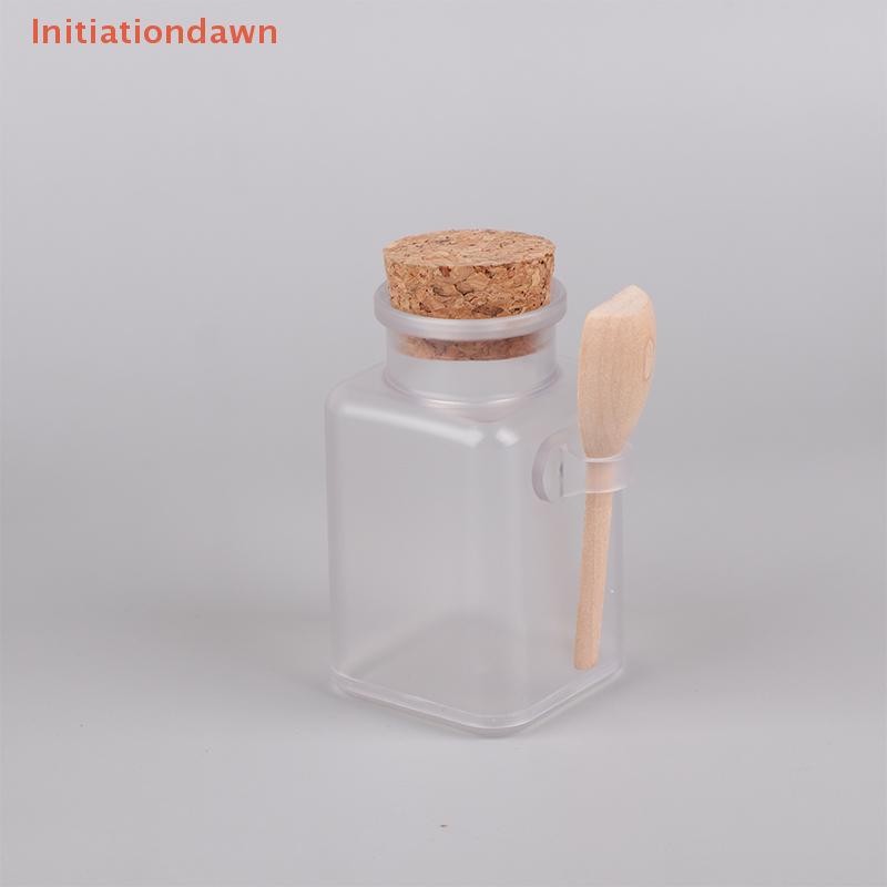[Initiationdawn] 100-300g รีฟิล Frosted Seal Jar พร้อมช้อนไม้เกลืออาบน้ํา ABS ขวด Soft Cork Storage Stopper คอนเทนเนอร์เดินทางที่ว่างเปล่า