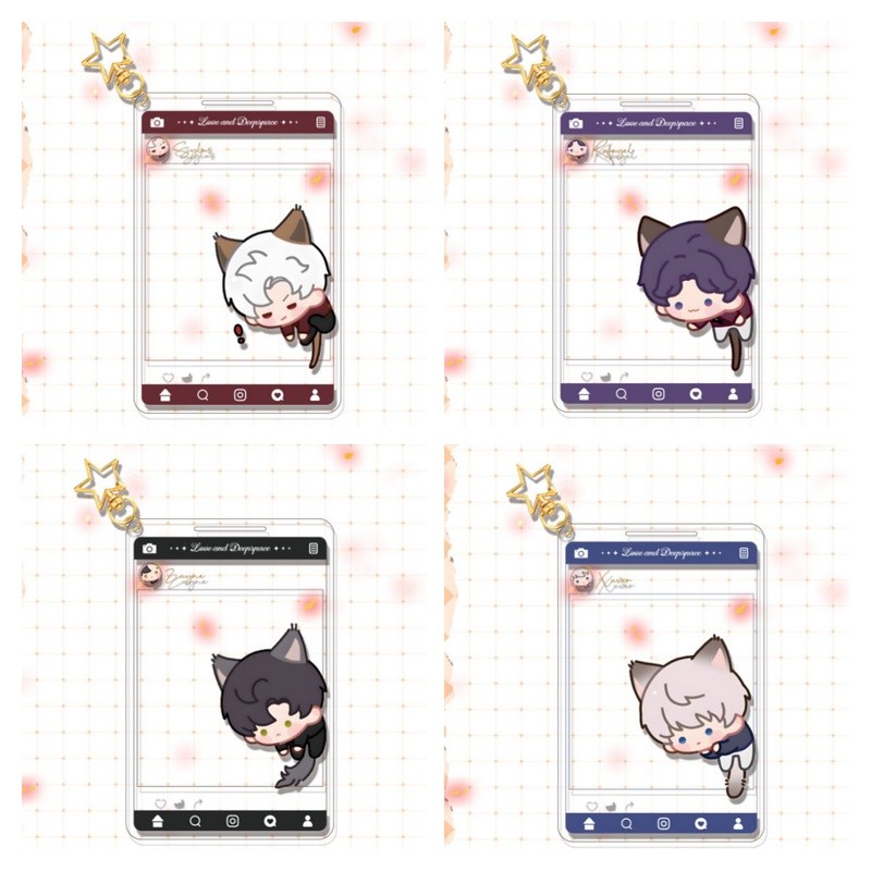 Cat Dress Up เกม Love และ Deepspace พวงกุญแจอะคริลิคการ์ด Photo Props Diy การ์ดอะนิเมะอุปกรณ์ต่อพ่วงน่ารัก Xavier Zayne Rafayel ralayo Sylus Qin Che Shen Xinghui Li Shen Qi Yu ของขวัญ