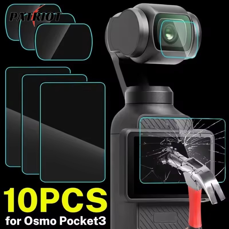 10-in-1 ฟิล์มกระจกนิรภัย - สําหรับ DJI Osmo Pocket 3 LCD - ตัวป้องกันหน้าจอและฟิล์มเลนส์กล้อง - ความแข็ง 9H, ป้องกันรอยขีดข่วน, กันกระแทก - ชุดฝาครอบป้องกันสําหรับ DJI