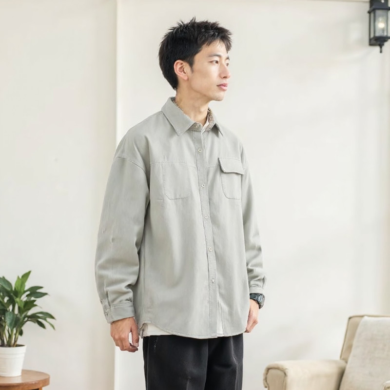 Eershenshi เสื้อเชิ้ตผู้ชายอินเทรนด์ Vibe สไตล์เกาหลี Pu Shuai เสื้อเชิ้ตผู้ชายสไตล์อเมริกัน ราคา ถูกที่สุด ดีลบีเคเค แกลเลอรีภาพที่ 4