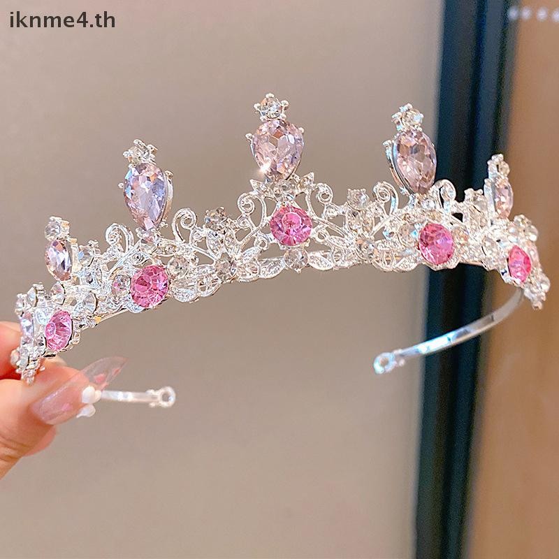 [ikn] 2025 ใหม่ผู้หญิงสาวสีเงินมงกุฎ Headwear เกาหลีคริสตัล Tiara แฟชั่นวันเกิดชุด Rhinestone Crown เครื่องประดับผม [TH]