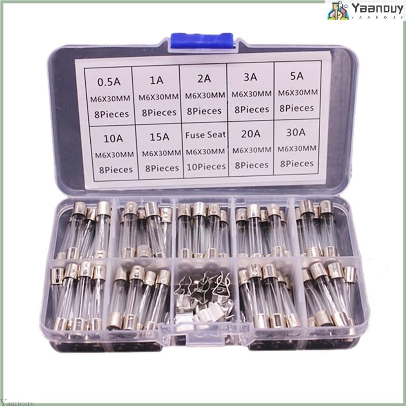 72pcs Fast Blow Glass Tube Fuses 6x30mm 250V 0.5A/1/2A/3A/5A/10A/15A/20A/30A