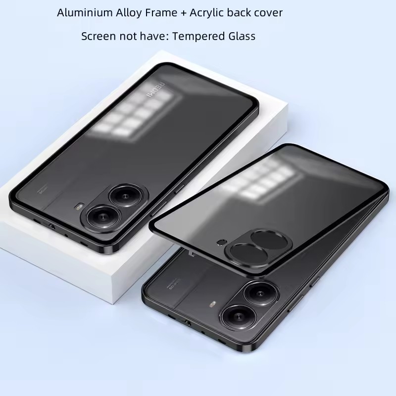 อลูมิเนียมกรอบกันชนกันกระแทกสําหรับ xiao mi redmi turbo 3 4 ฝาครอบ poco x7 x6 f6 pro ปลอกโลหะกล้องเลนส์ Protector Matte Clear Hard Case